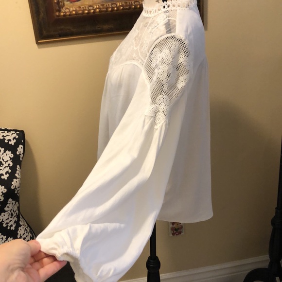 Vici High neck crochet lace wide elastic sleeve victorian blouse - Picture 7 of 12